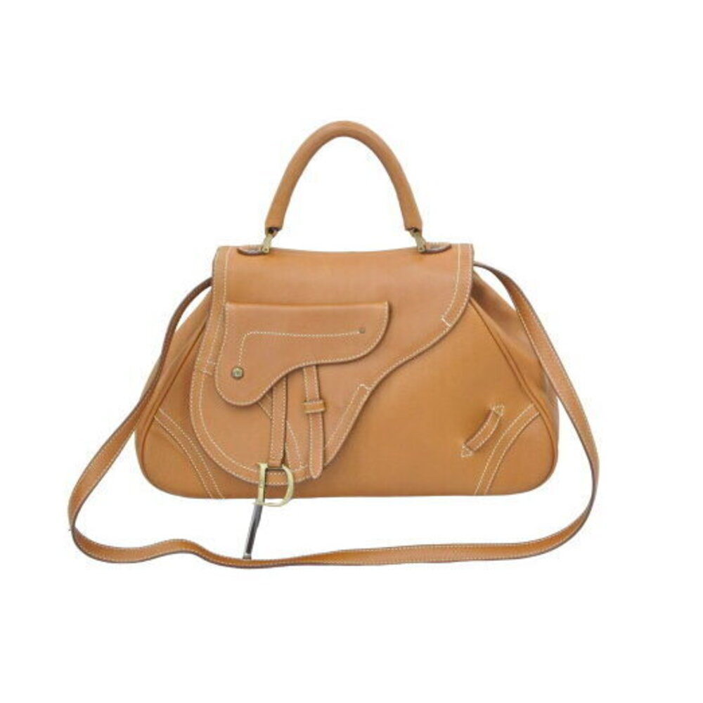Christian Dior Saddle Bag Shoulder Brown Leather